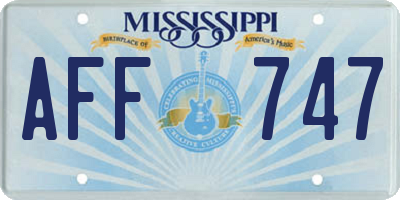 MS license plate AFF747
