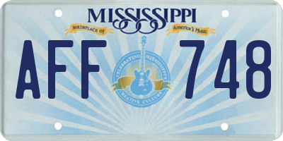 MS license plate AFF748