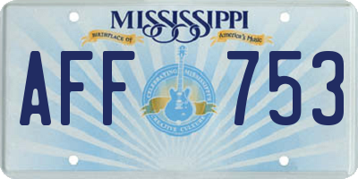 MS license plate AFF753
