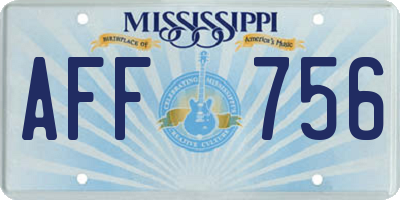 MS license plate AFF756