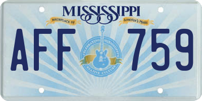 MS license plate AFF759