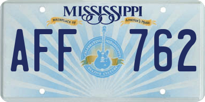 MS license plate AFF762