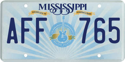 MS license plate AFF765