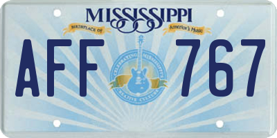 MS license plate AFF767