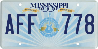 MS license plate AFF778