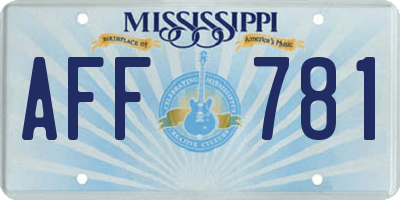 MS license plate AFF781