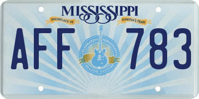 MS license plate AFF783