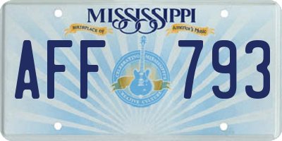 MS license plate AFF793