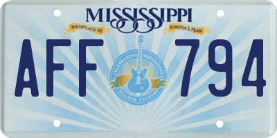 MS license plate AFF794