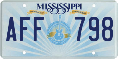 MS license plate AFF798