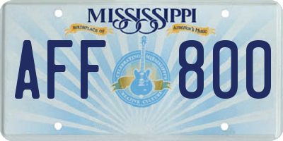 MS license plate AFF800