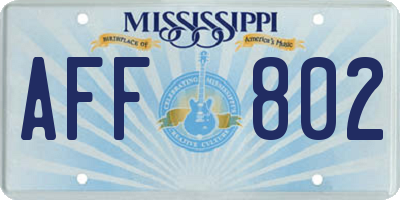 MS license plate AFF802