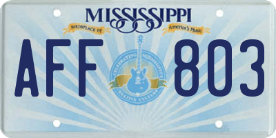 MS license plate AFF803