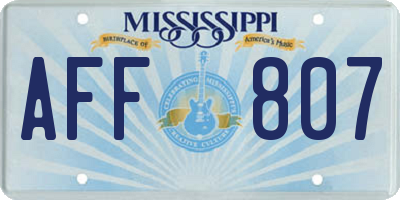 MS license plate AFF807