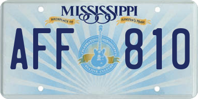 MS license plate AFF810