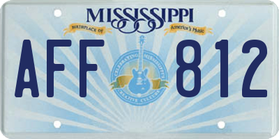 MS license plate AFF812