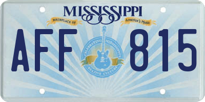 MS license plate AFF815