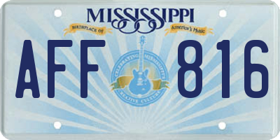 MS license plate AFF816