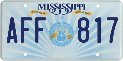 MS license plate AFF817
