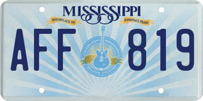 MS license plate AFF819