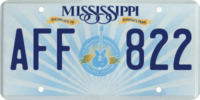 MS license plate AFF822