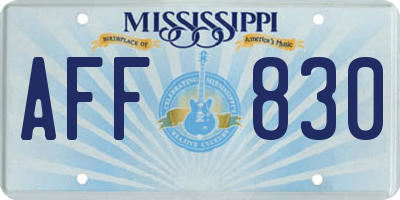 MS license plate AFF830