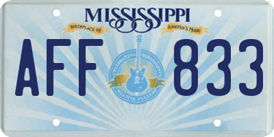 MS license plate AFF833