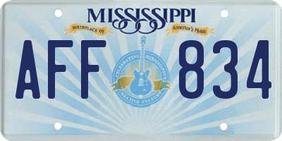 MS license plate AFF834