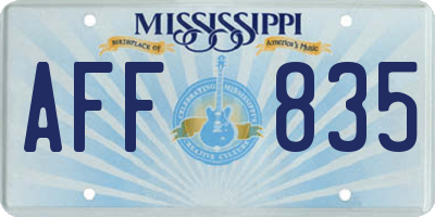 MS license plate AFF835