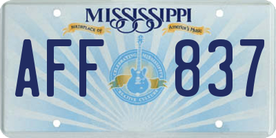 MS license plate AFF837
