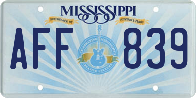 MS license plate AFF839