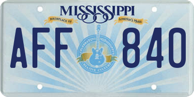 MS license plate AFF840