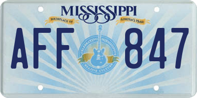 MS license plate AFF847