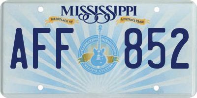 MS license plate AFF852