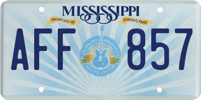 MS license plate AFF857