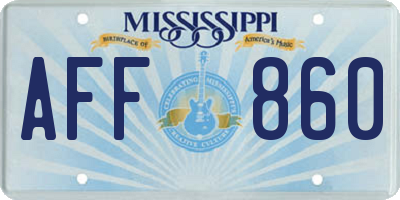 MS license plate AFF860