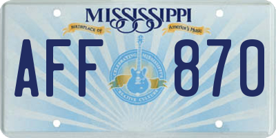 MS license plate AFF870