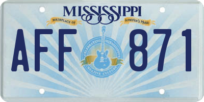 MS license plate AFF871