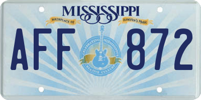 MS license plate AFF872