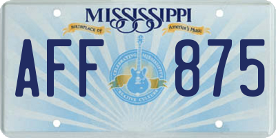 MS license plate AFF875