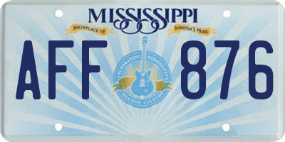 MS license plate AFF876
