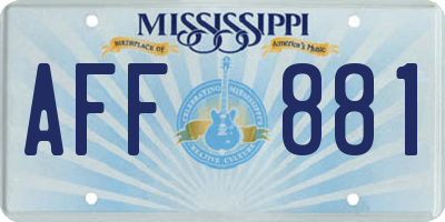 MS license plate AFF881