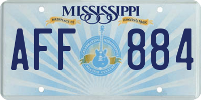 MS license plate AFF884