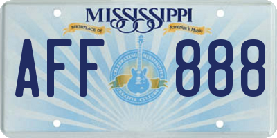 MS license plate AFF888
