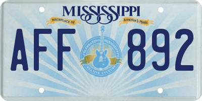 MS license plate AFF892