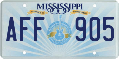 MS license plate AFF905