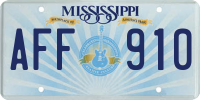 MS license plate AFF910