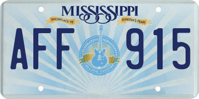 MS license plate AFF915