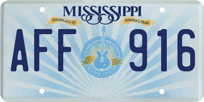 MS license plate AFF916