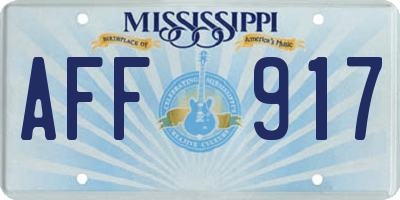 MS license plate AFF917